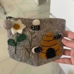 100% Wool Zip Pouch - handmade